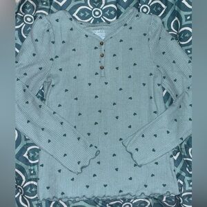 Cat & Jack Girls Sz XL 14 Sage Green Textured Knit Top